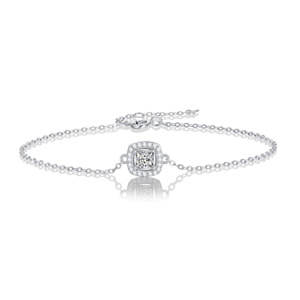 Brautjungfern-Armband aus 925er-Sterlingsilber mit Moissanit und CZ-Geometrie