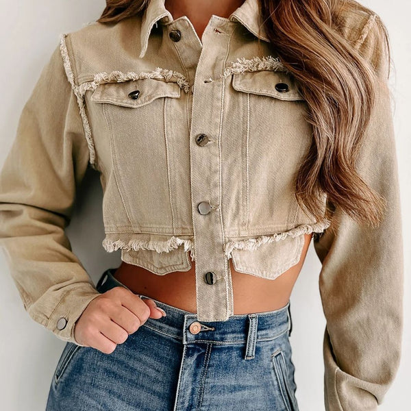 CROP HIGH WAIST DENIM JACKETS